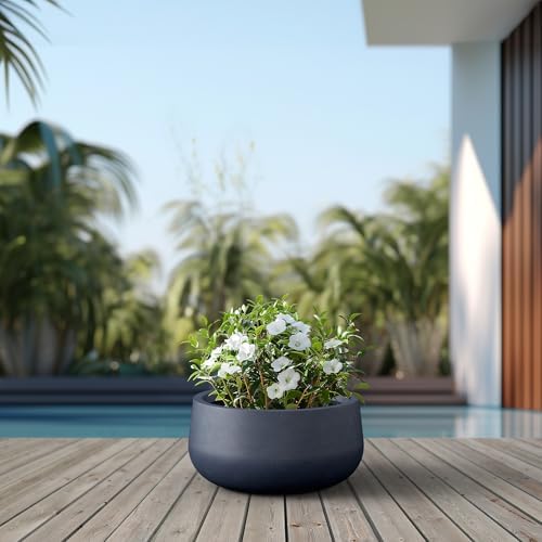 Kante Charcoal Concrete Planter 20" Dia All-Weather Round Large Pot - Image 6