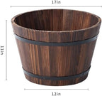 17 Inch Wood Whiskey Barrel Planter with Drainage Hole, 21 Quart - Image 5