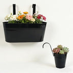 4 Pack Mixed Size Metal Fence Planters Set with Detachable Hooks, Black - Image 6