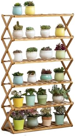 Plant Stand, Bamboo Flower Pot Display Rack Modern Flower Shelf Living Room Floor-standing Multi-layer Foldable Indoor Balcony Succulents Ladder Shelf ,A-70*25*100cm by Unknown