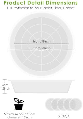 PACETAP 20 inch 5 Pack Plant Saucer Pot Tray, Large Thickened PP Plastic Flower Planter Water Drip Trays for Indoor Outdoor Garden, Semi-Transparent Planter Water Catcher for Pot, Plant Dish - Image 2