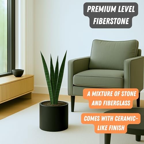 Fox & Fern Large Planter for Indoor or Outdoor, Matte Black, 8 Inch - Image 2
