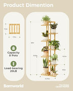Bamworld Bamboo Plant Stand Indoor 7 Tiered Plant Shelf, Natural 55 Inch - Image 2