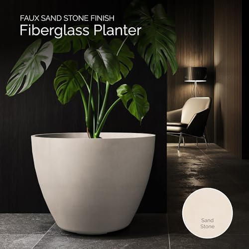 Lupo Tapered Indoor/Outdoor Planter, 20x15in Sand Stone - Image 2