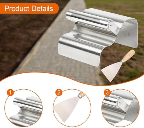 Landscape Curb Trowel, Stainless Steel Concrete Curbing Tool with Handle, Wave Edge for Garden Lawn Edging - Image 6