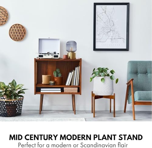 Fox & Fern Mid Century Plant Stands for Indoor Planters, Acacia, 14.9 Inch - Image 2