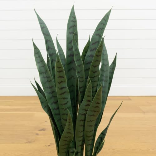Nearly Natural 35 in Artificial Sansevieria Plant with Black Planter - Image 5