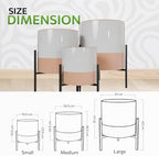 23 Bees Mid-Century Modern Ceramic Planter with Plant Stand Indoor Decorative Plant Pot with Stand in Earthy Beige and White Glaze, Black Metal Stand (Large 16 inch plant pot, Three sizes) (Small) - Image 5