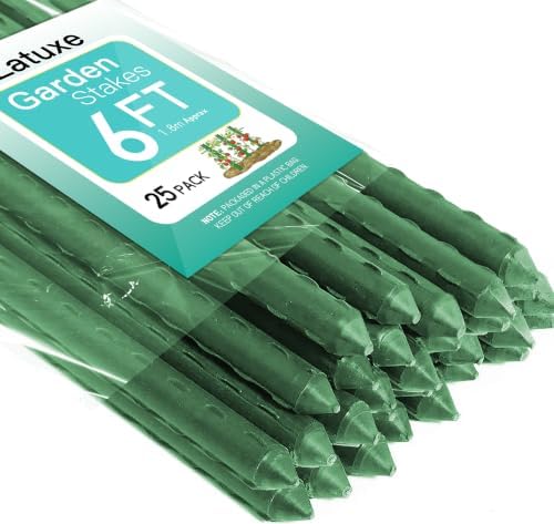 Garden Stakes 6FT, Plastic Coated Steel Plant Stakes Specifically Designed for Climbing Plants, Ideal for Tomatoes, Beans, Cucumbers, Peppers, Vines, and More Plant Growth by Unknown