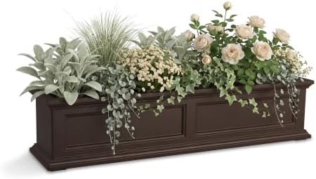 Mayne Fairview 48in Self-Watering Rectangular Window Box Planter, Espresso by Mayne