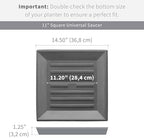 Crescent Garden Universal Square Plant Saucer, Weatherproof Durable Drip Tray for Square Planter, Heavy-Duty Plastic Drainage Dish, Indoor/Outdoor Flowerpot Saucer - 11'' inner x 14.5" outer (Rust) - Image 2