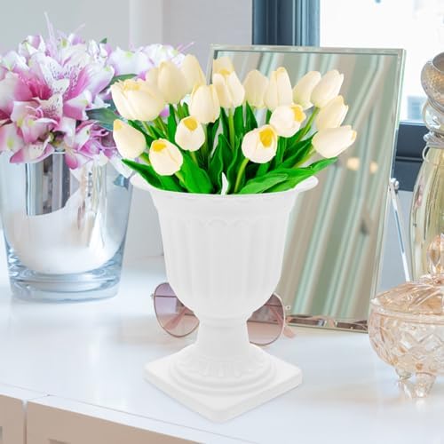 Abaodam 2pcs Urn Planter Flowerpot Flower Stand for Wedding Flower Pots Indoor Front Door Decorations Pots for Plants Tall Planter Outdoor Vase White, 6.7X5.5X5.5in - Image 6