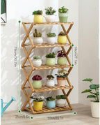 Plant Stand, Bamboo Flower Pot Display Rack Modern Flower Shelf Living Room Floor-Standing Multi-Layer Foldable Indoor Balcony Succulents Ladder Shelf,A-50 * 25 * 78cm - Image 2