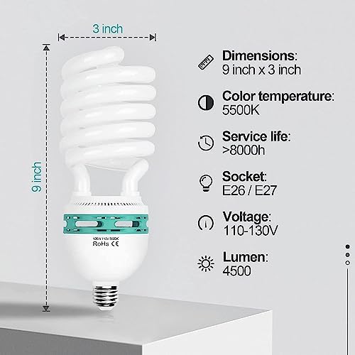 EMART Full Spectrum Light Bulb, 105W CFL Light Bulbs for Photography 4Pack - Image 2