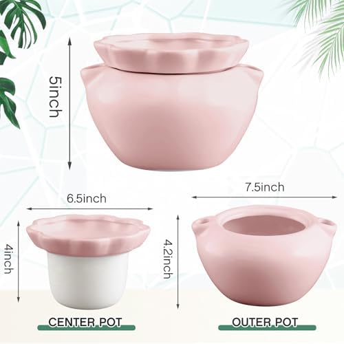 6.3 Inch African Violet Pots, Pink Self Watering Pot for Indoor Plants, Ceramic Easy Plant Self Watering Pot for Thriving Plant Flower Maintenance - Image 3
