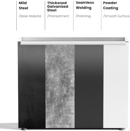 GSK 30" H Rectangular Metal Planter with Led Light for Indoor Outdoor White - Image 6