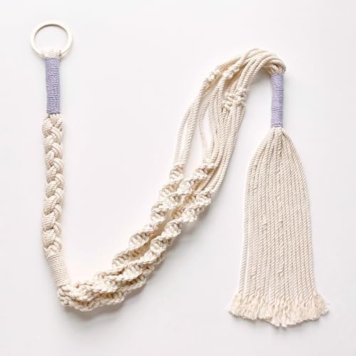 PILLOWPIA Macrame Plant Hanger 55" – Indoor Outdoor Hanging Planter Rack for Ceiling, Wall, or Window – Boho Rope Plant Holder for 10" Pots – Decorative Garden & Patio Plant Accessory – Periwinkle by PILLOWPIA
