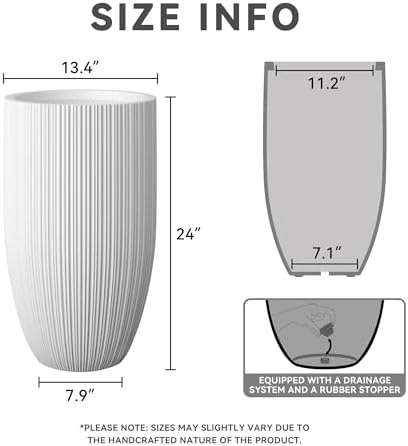 Kante Small Round Tapered White Concrete Planter 24" Tall, Outdoor - Image 2