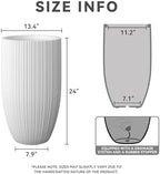 Kante Small Round Tapered White Concrete Planter 24" Tall, Outdoor - Image 2