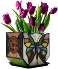 Handcrafted Stained Glass Butterfly Planter, Cute Planters for Indoor Plants,Decorative Indoor Flower Pot, Cactus Pot, with Drainage,Home Garden Decor by Entlityful