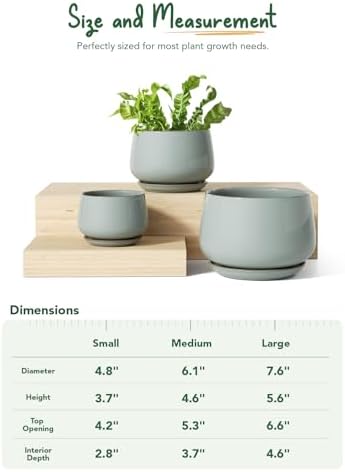 LE TAUCI Plant Pots, 4.1+5.1+6.5 inch, Set of 3, Reactive Glaze Blue Gray - Image 5