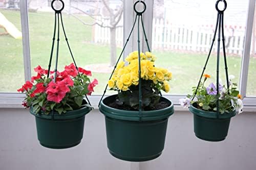 Plastic 11in Pots with Hangers Hunter Green Set of 5 - Image 5
