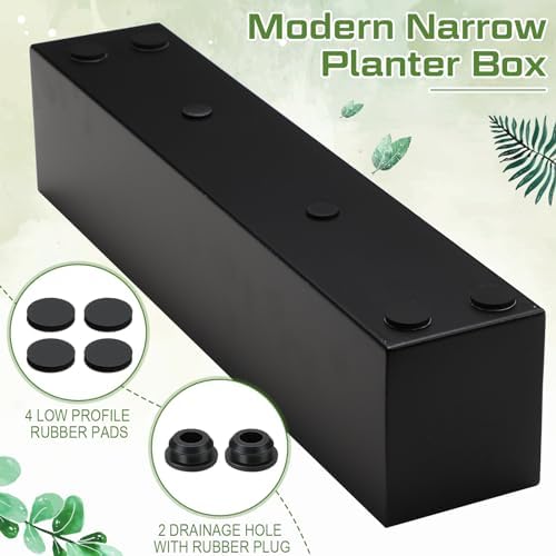 FillTouch 16.1 x 3.2 x 3.5 Inch,1 Pcs Long Rectangular Planter Box,Black - Image 6