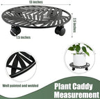 3 Packs Large Metal Plant Caddy with Wheels 13" Rolling Plant Stands Heavy-duty Wrought Iron Roller Planter Movers Indoor Outdoor Wheeled Plant Dolly with Casters Tray Coaster, Slender leaves - Image 3