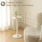 Fultyle Round Side Table, Small Drink Table for Small Spaces, Modern Accent End Table Nightstand with Solid Wood Leg for Living Room, Bedroom, Corners, and Office (White) - Image 4