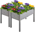 Yaheetech Raised Garden Bed 2Pcs Elevated Wood Planter Box Outdoor, Gray by Yaheetech