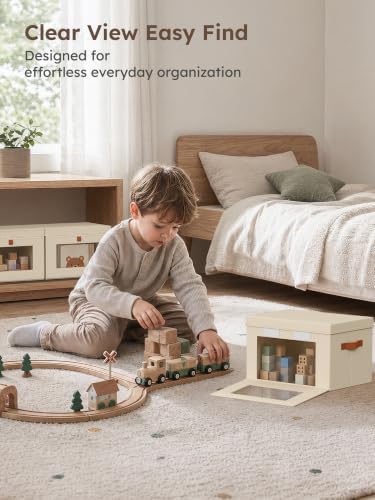 Homsorout Small Closet Storage Bins - Closet Shelf Organizer with Open Window, 4 Pack, Beige - Image 5