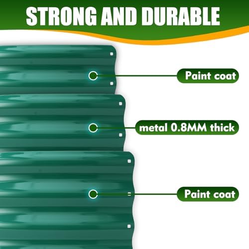 TBMLC 17" Tall,40" Diameter Elevated Round Metal Raised Garden Bed Green - Image 4