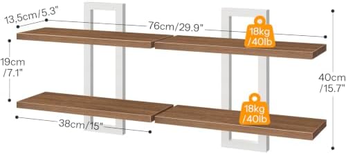 HOOBRO 2-Tier Floating Shelves, 15 Inch Wall Shelf Set of 2 - Image 3