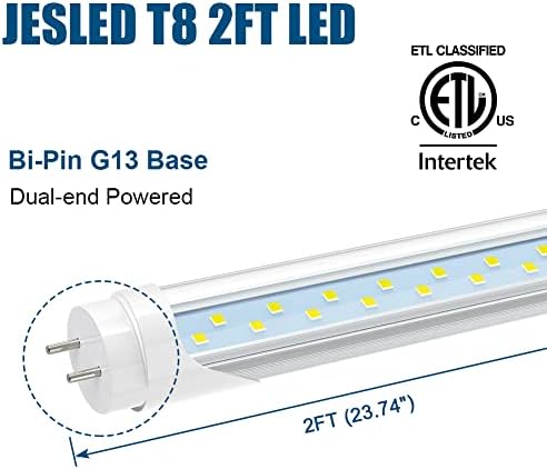 JESLED 2FT T8 LED Tube Light, 6000K Cool Bright White, 4 Pack - Image 3