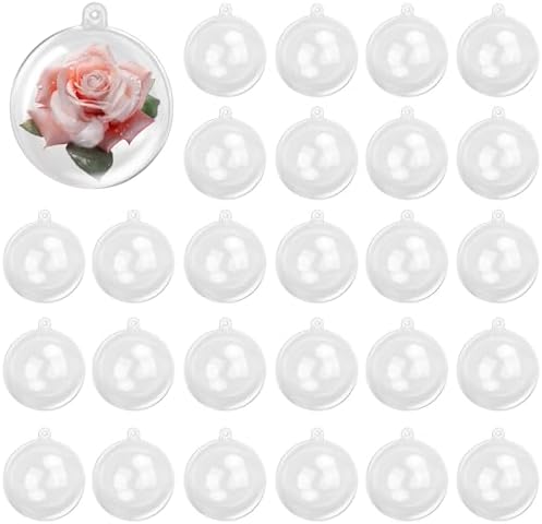 180 Pcs 2.36 Inch Clear Plastic Fillable Balls, Christmas DIY Fillable Ornaments Balls, Plastic Ornaments Ball for Christmas, Holidays, Weddings, Parties, and Home Decor by KUKLIPJIM