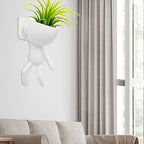 2 Pack Ceramic Wall Plant Pots Hanging Planter Succulent Plant Pots Creative Human Shaped Small Cactus pots Flower Pots Mini Plant Planters for Home Decoration White - Image 6