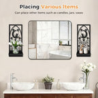 Metal Wall Candle Sconce Set of Two, 15.7 x 7 in Gothic Candle Holder with Foldable Shelf, Moon & Cat Black Metal Wall Art for Living Room Bedroom Hallway, Cat Lovers & Home Decor - Image 3