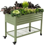 Vego garden Rolling Elevated Raised Garden Bed, 2' x 4' Outdoor Planters Boxes with Legs & Storage Rack for Patio, 700 Lbs Weight Capacity, Raised Beds for Gardening, Olive Green by Unknown