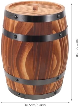 Wood Wine Barrel Vase, Rustic Barrel Planter for Wedding Reception Table Decoration Home Indoor Outdoor Garden Kitchen Party (8 X 6.5 Inch) - Image 2