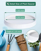 Large Ceramic Plant Saucer and Small Terracotta Pot Plant Saucer - 4 Pcs 7 Inch White Ceramic Plant Tray and 4 pcs 8 Inch Terracotta Plant Saucer for 4,6,7 Inch Plant Pots with Drainage Hole and Gre - Image 3