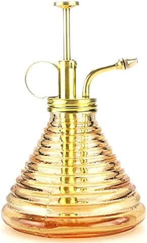 Plant Mister- Amber Color Glass Bottle & Brass Sprayer (Matt Gold) - Image 3