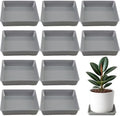 10 Pack Square Plant Saucer 14 Inch Plastic Drip Trays to Catch Water, Gray by Unknown