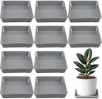 10 Pack Square Plant Saucer 14 Inch Plastic Drip Trays to Catch Water, Gray by Unknown