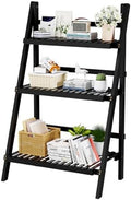 39.4" Foldable Ladder Shelf Plant Shelf, 3 Tier Bamboo Ladder Bookshelf by OAKVIVOElegantLifestyle