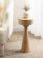 Kate and Laurel Solbrett Transitional Sophisticated Round Drink Table; 10 x 10 x 22; Natural Wood; Sculptural Bedroom Nightstand with Unique Pedestal Table Design for Use as Indoor Plant Stand - Image 2