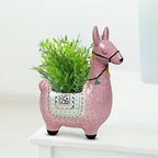 Ceramic Llama Planter for Succulent Plants Cute Alpaca Decor for Home, Office 8 1/2 Tall with Drain Holes Perfect for Cactus or Small House Plant Decoration (Pink) - Image 4
