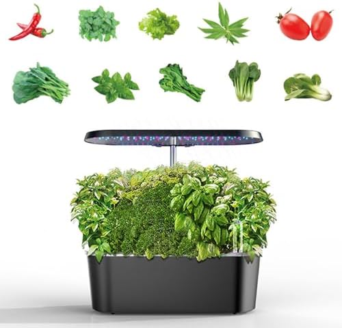 Hydroponics Growing System, Indoor Smart Garden LED Intelligent Vegetable Planting Machine, Plant Germination Kit Automatic Timer Healthy Freshs Herbs Vegetables (Black) - Image 4
