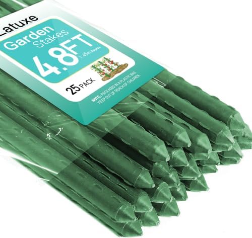 Garden Stakes 57 Inch, Approx 5ft Plastic Coated Steel Plant Stakes Specifically Designed for Climbing Plants, Ideal for Tomatoes, Beans, Cucumbers, Peppers, Vines, and More Plant Growth by Unknown