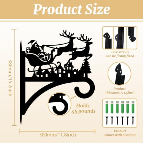 peacoblue Santa Claus, Elk Plant Hanger Bracket, Iron Outdoor Hanging Hook - Image 2