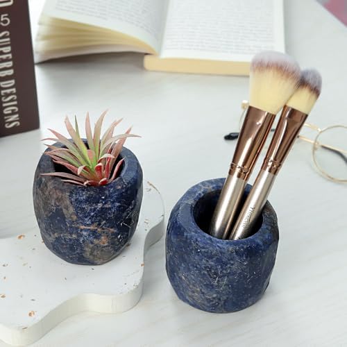 rockcloud Natural Raw Blue Sodalite Quartz Taper Tea Light Candle Holder - Image 6